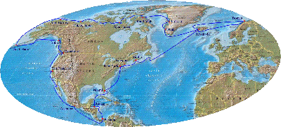 Trajet de l'exp&eacute;dition Around North America